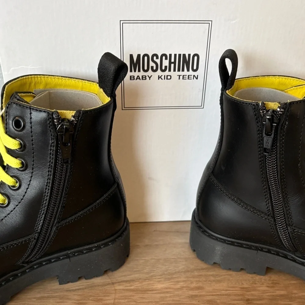Moschino Kids Bold Black and Yellow Boots 11.5 US 29 EU